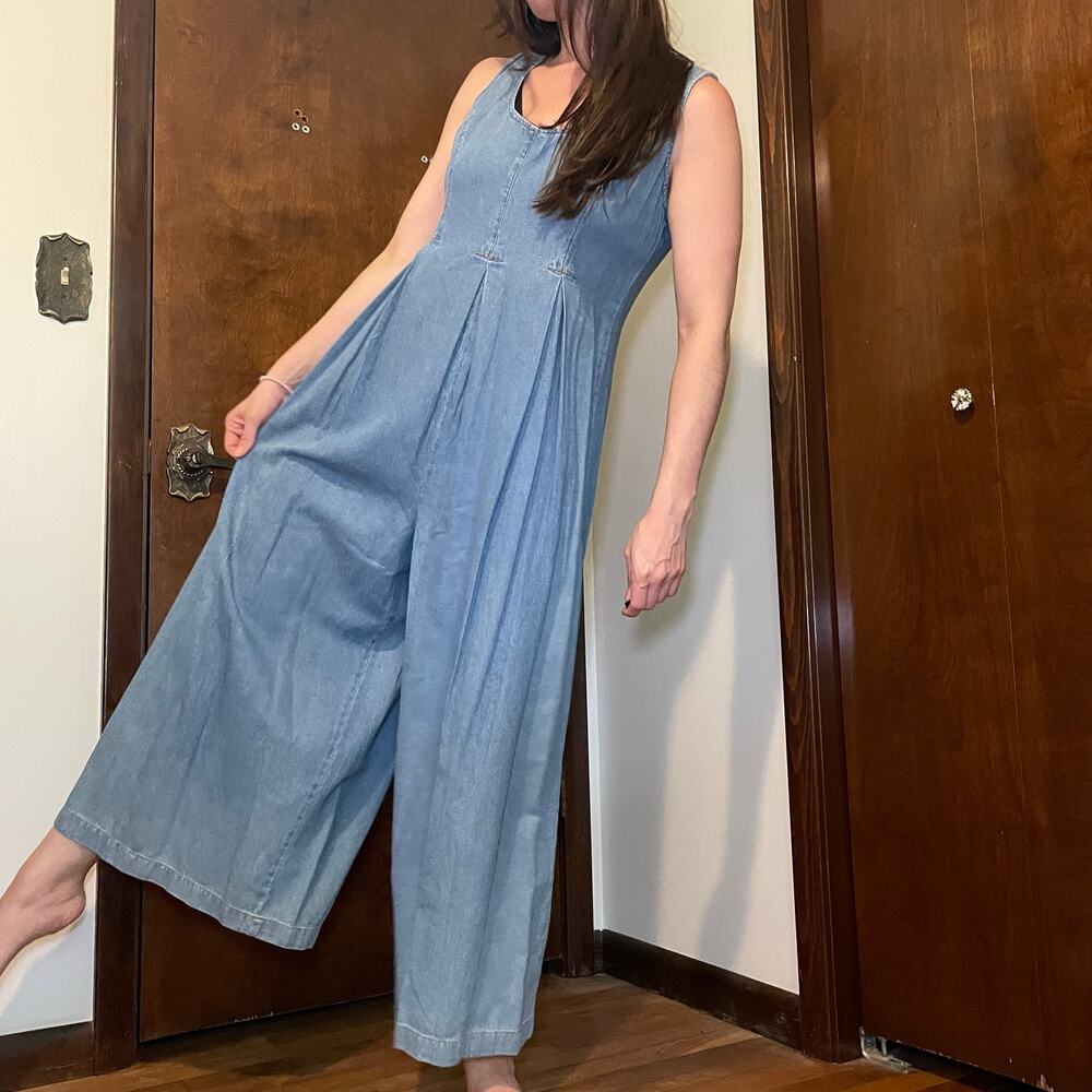 Vintage Tickets Clothing Balloon Wide Leg Denim Jumpsuit 90s Y2K Boho READ4SIZE - Picture 13 of 16